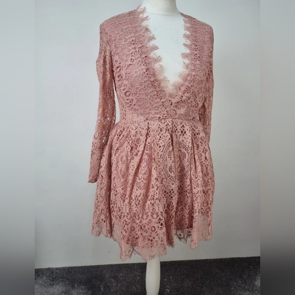 ASOS Petite Dresses & Skirts - New ASOS petite long sleeve lace mini prom party dress uk 10 pink wedding flare
